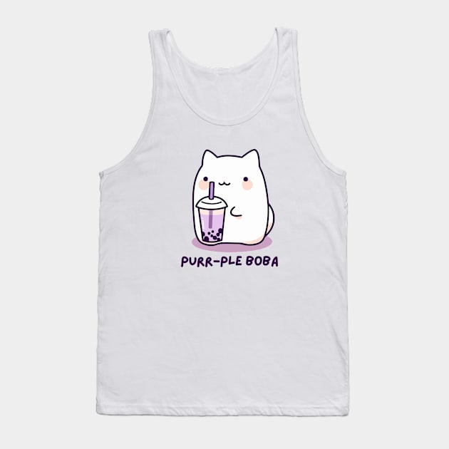 Purr-ple Boba - Funny Boba Cat Milk Tea - Purple - Taro Bubble Tea - Funny Boba Cat Milk Tea - Purple - Taro Bubble Tea Tank Top by TeeTopiaNovelty